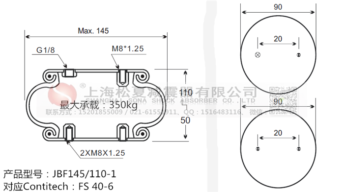 JBF145/110-1橡膠<a href='http://luiscisneros.com/' target='_blank'><u>空氣彈簧</u></a>