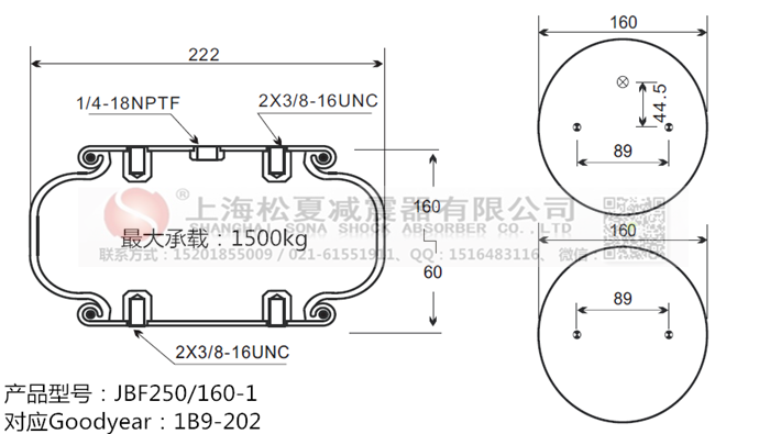 JBF250/160-1橡膠<a href='http://luiscisneros.com/' target='_blank'><u>空氣彈簧</u></a>
