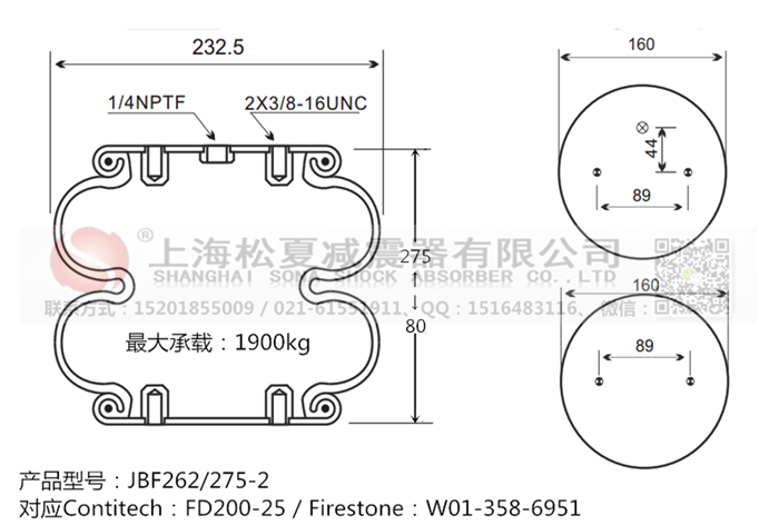 JBF262/275-2橡膠<a href='http://luiscisneros.com/' target='_blank'><u>空氣彈簧</u></a>