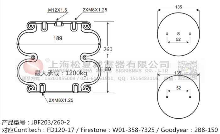 JBF203/260-2橡膠<a href='http://luiscisneros.com/' target='_blank'><u>空氣彈簧</u></a>